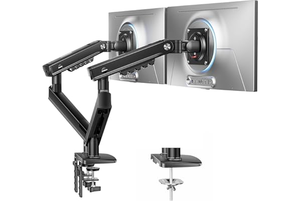 HUANUO FlowLift™ Pro Dual Monitor Arm for 13–32" Screens, MechaSpring Monitor Mount, Adjustable Monitor Arm with Tilt/Swivel/