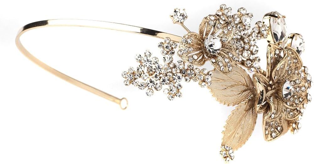 amazon com wedding tiara gold floral tiara bridal tiara princess tiara gold bridal crown gold leaf crown clothing wedding tiara gold floral tiara bridal