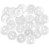 24 Pcs Pearl Buttons for Shirt 0.35 inch White Buttons for Sewing 2-Hole 14L Round Plastic Sew on Heavy Duty Bulk Ideal for Dress Skirt Pants Uniform Craft DIY Project Decor