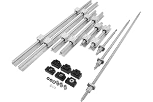 VEVOR Linear Rail, Ballscrew x 3, RM1605-350mm 650mm 1050mm x 2 Linear Rail Support, 12 CNC Kit Linear Shaft Optical Axis