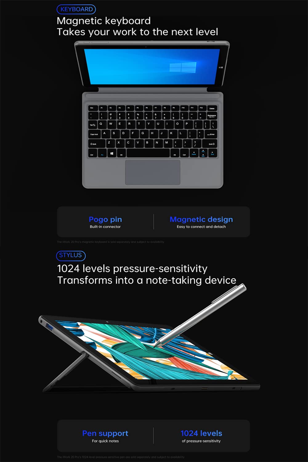 ALLDOCUBE iwork20 Pro Detachable Laptop Touchscreen Win 11, Tablet 10.5