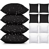 Colingmill 4 Set Waterproof Black Outdoor Throw Pillow Covers with 4 Pillow Inserts 18x18 Inch Decorative Waterproof Throw Cushion for Sofa Couch Home Patio