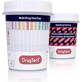 DrugTect 14 Panel Fentanyl Drug Test Kit Urine Cup - 5 Pack | 14 Panel Fentanyl Test Plus 6 ADL Validity Checks. AMP, BAR, BUP, BZO, COC, FYL, MDMA, MET, MOP, MTD, OXY, PCP, TCA, THC