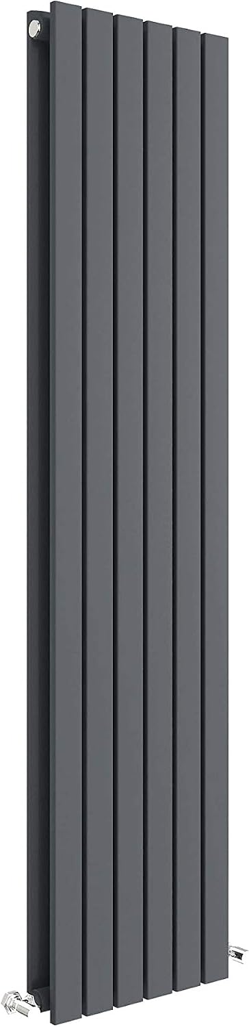 Nuie HLA73 Sloane Modern Home Wall Mount Designer Vertical Double Panel Radiator, 1500mm x 354mm x 79mm, Anthracite