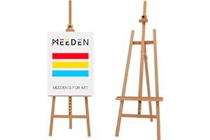 MEEDEN Large Basic Studio Easel: Hold Canvas up to 50'' Solid Beech Wood Artist Easel - Adjustable A-Frame Floor Painting Eas