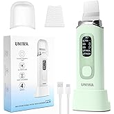 UNIWA Skin Scrubber Face Spatula, Skin Scrubber Pore Cleaner Blackhead Remover Tool for Deep Facial Cleansing - 4 Modes, Face Spatula with USB Charger, LCD Display, IPX7 Waterproof -Green