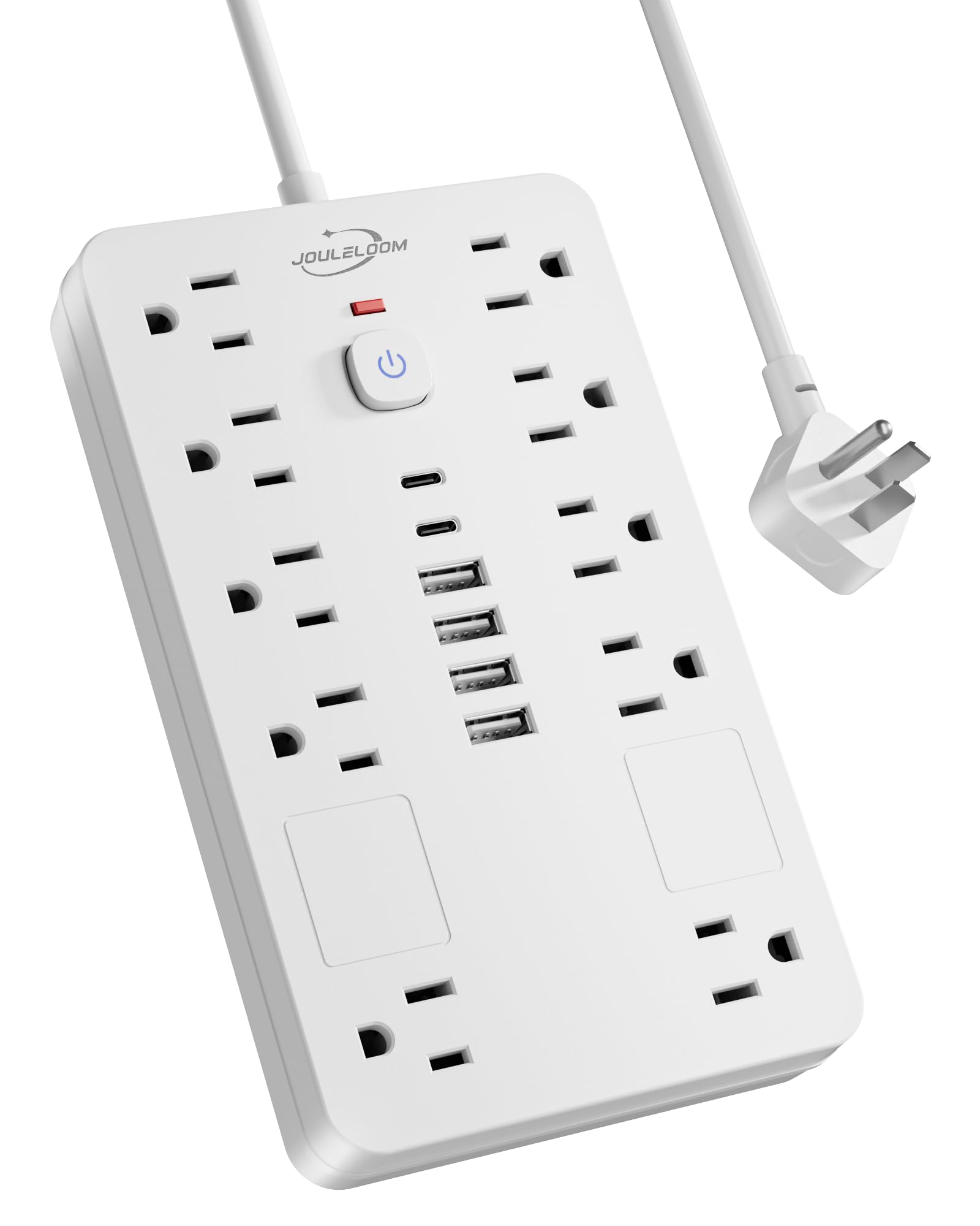 JouleLoom Surge Protector Power Strip,10 Outlets(1850W/15A/14AWG) with 6 USB Ports (2 USB C), 10 Feet Extension Cord wall Mount Power Strip, ETL Listed for Home, Dorm Room