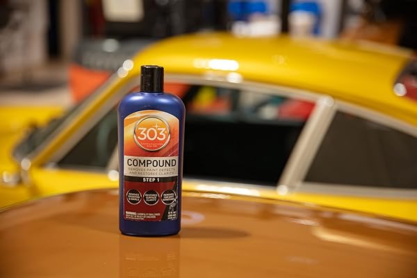 303 PRODUCTS COMPOUND – REMOVES PAINT DEFECTS AND RESTORES CLARITY – REMOVES OXIDATION AND SWIRLS – RESTORES SURFACE CLARITY – REMOVES 1500 GRIT SCRATCHES (STEP 1), 12 FL. OZ. (30705)
