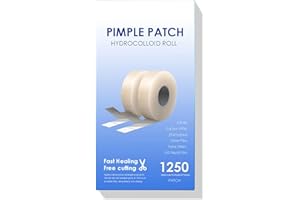 Pimple Patches for Face (1250 Count), Waterproof & Cut-to-Size Hydrocolloid Roll Tape, Absorb Gunk, Fast Healing & Hypoallerg