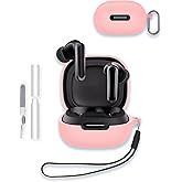 Case for Soundcore by Anker P40i Earbuds, WUNIAK Soft Silicone Protective Portable Scratch Shock Resistant Shell with Cleaner Kit & Carabiner & Lanyard ，Pink