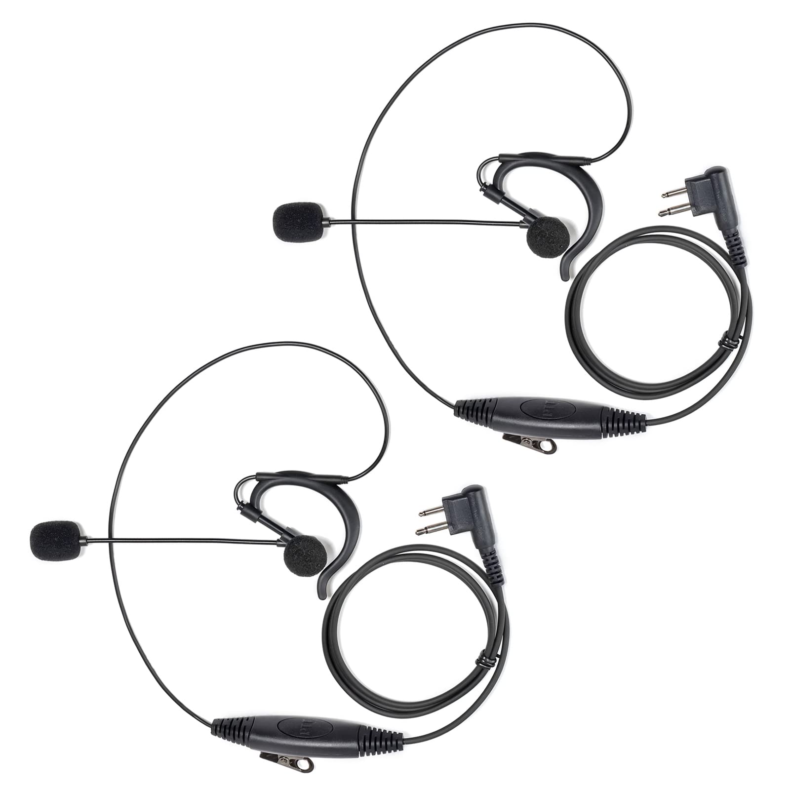 HYS Walkie Talkie Earpiece Compatible for Motorola CP040 DP1400 GP68 GP88 GP300 XT420 XT460 Radio, G Hanging Headset with Microphone PTT (2 Pack)