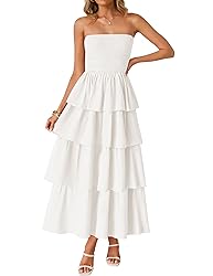 ZESICA Women‘s Summer Boho Strapless Maxi Dress