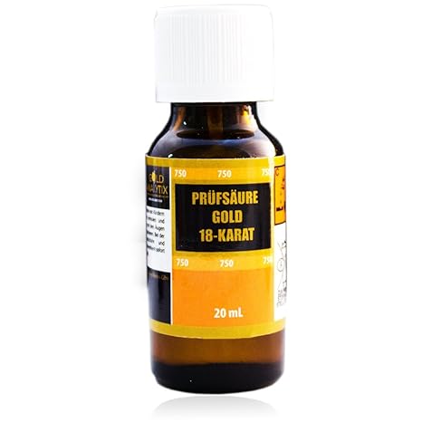 Prüfsäure Gold (18 Karat, 750-20 ml) - Probiersäure, Gold-Test, Gold-Tester