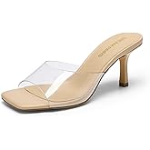 DREAM PAIRS Women's Kitten Heels Sandals – Square Toe Slip On Low Heels, Heeled Mules Footwear for Everyday, Dressy & Casual Occasions