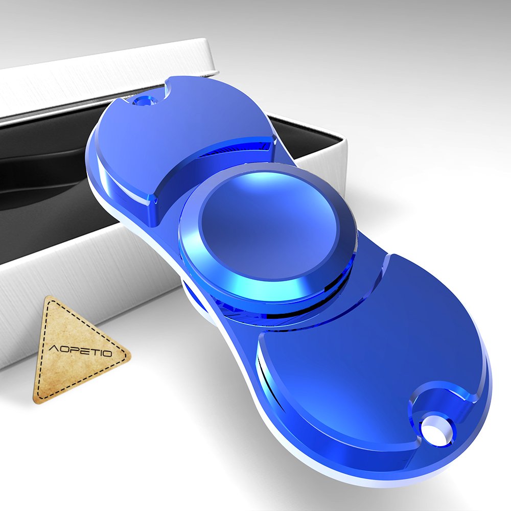 Fidget Metal Hand Spinner,AOPETIO EDC Toy Finger Metal Fidget Spinner for Relieving Stress Anxiety ADD ADHD Focus Your Mind (Blue, 01 EDC)