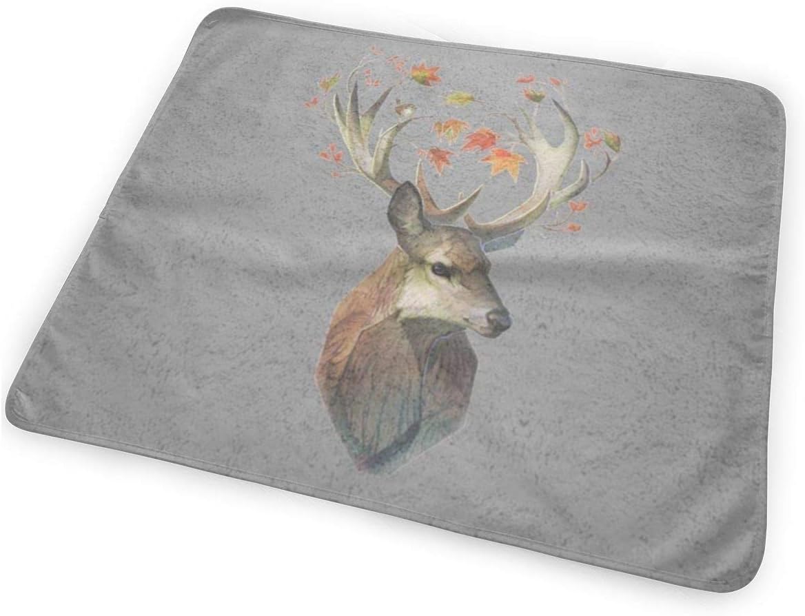 Cute Flower Deer Runner Changing Pad Portable Biggest Changing Mat to Change Diaper (25.5"x31.5")