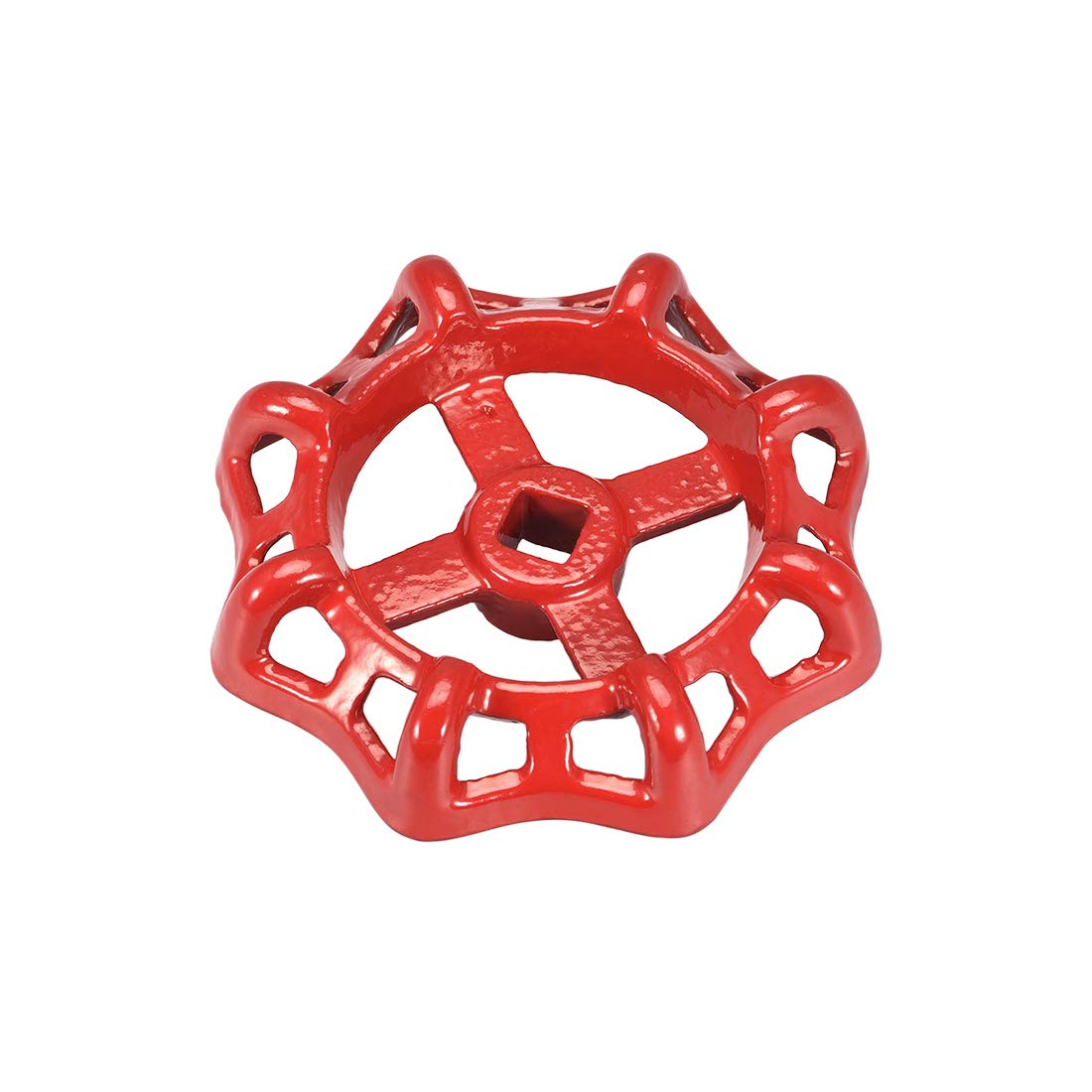 sourcing map Metal Outside Faucet Round Wheel Handle, Square Broach 10x10mm, Wheel OD 98mm Paint Cast Steel Red 1Pcs