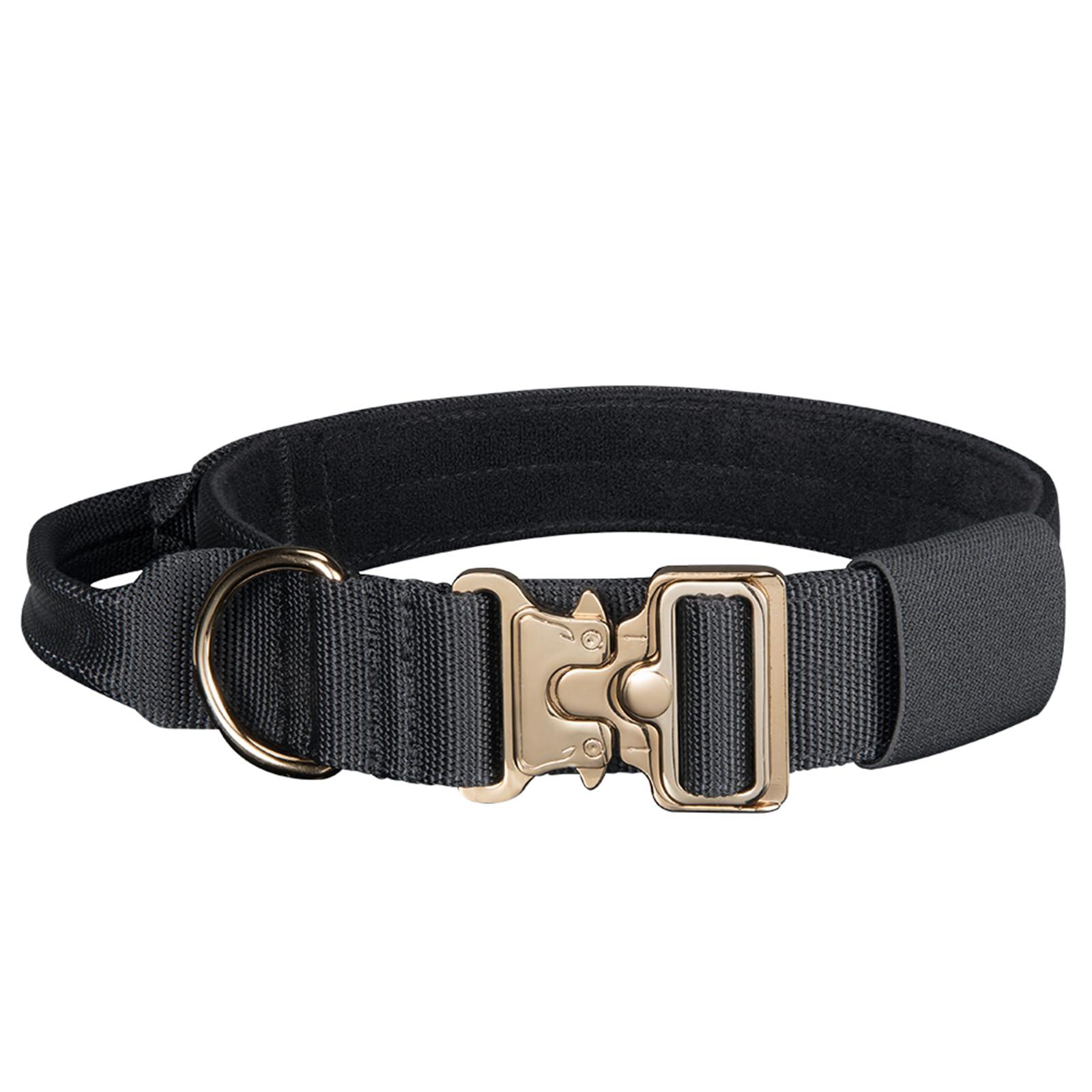 EXCELLENT ELITE SPANKER Milltary Adjustable Dog Collars Tactical Nylon Dog Collar Heavy Duty Dog Collar with Metal Buckle and Control Handle(Black)