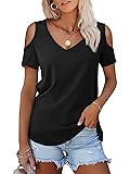 Amoretu Womens Summer Casual Tops Cold Shoulder