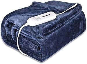 Dorrisi Heated Blanket, 50" X 60" Electric Blanket Throw Flannel Electric Blanket Double Layer Washable Heating Rug with 3 Fast Heating Levels & 4 Hours Auto Off - Full Body Warming