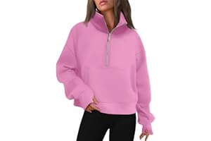 EFAN Womens Oversized Half Zip Sweatshirts Cropped Pullover Fleece Quarter Zip Up Hoodies 2024 Fashion Clothes Winter Outfits