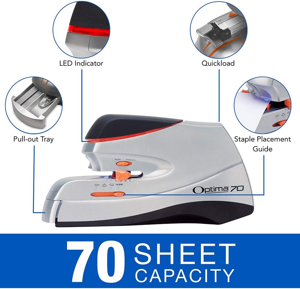 Swingline Electric Stapler, Optima Grip, 20 Sheet Capacity, Jam Free Stapler, Automatic Stapler with Paper Alignment Guide, Perfect for Home Office, Home School, and Classroom Teacher Supplies (48207) : Desk Staplers : Office Products