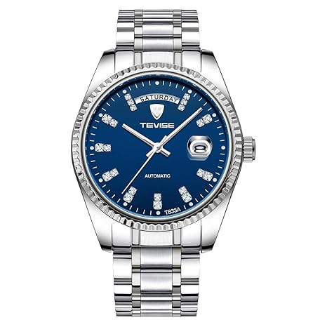 TEVISE Geschäftsleute Automatische Mechanische Uhr Zeit Kalenderanzeige Edelstahlband Leuchtende Hände Armbanduhr