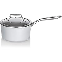 TECHEF - CeraTerra Collection, 2-quart Ceramic Nonstick Saucepan with Glass Lid (PTFE and PFOA Free Ceramic Exterior…
