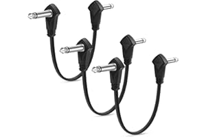 Augioth 3 Pack 6 Inch Guitar Patch Cables, 15 cm Black Guitar Pedal Cable Effect Cable Cord, 1/4" inch TS Low Profile Right A