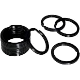 HeeYaa 10 Pieces of 1-inch Flat Key Rings - Metal Keychain Rings, Split Keyrings, Flat O-Ring for Home, Car, Office Keys Attachment (Black)