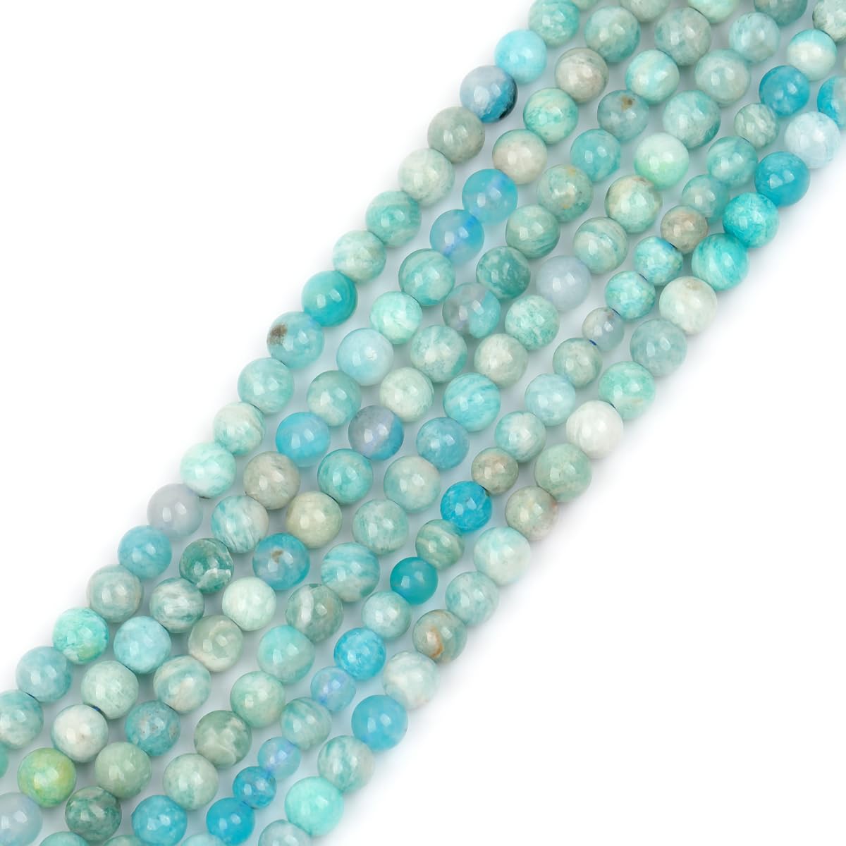 GEM-Inside 4mm Africa African Blue Amazonite Round Gemstone Semi Precious Loose Beads for Jewellery Making 15''