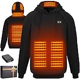 Qdreclod Heated Hoodie for Women Men with Battery Pack 7.4V 16000mAh, Hooded Heated Pullover Sweatshirts 6 Heating Zones