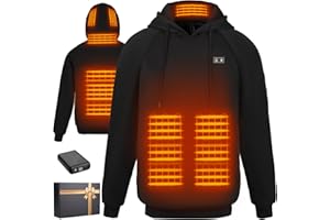 Qdreclod Heated Hoodie for Women Men with Battery Pack 7.4V 16000mAh, Hooded Heated Pullover Sweatshirts 6 Heating Zones