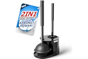 FORASTO 2 in 1 Toilet Plunger and Brush Set，Extended Handle Plunger，Toilet Bowl Brush Plunger Set, Bathroom Cleaning Tools ，Toilet Brush Plunger Combo，Cleaning Brush，Bathroom Cleaning Supplies