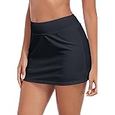 Colloyes Women's High Waisted Swim Skirt Sporty Skirt Bathing Suit Bottoms with Pocket and Boxer Liner