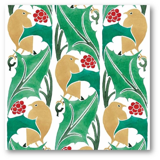 Museums & Galleries Christmas Cards Pack of 5 - Robins, Holly and Red Berries Print - Eco-Friendly & Recyclable