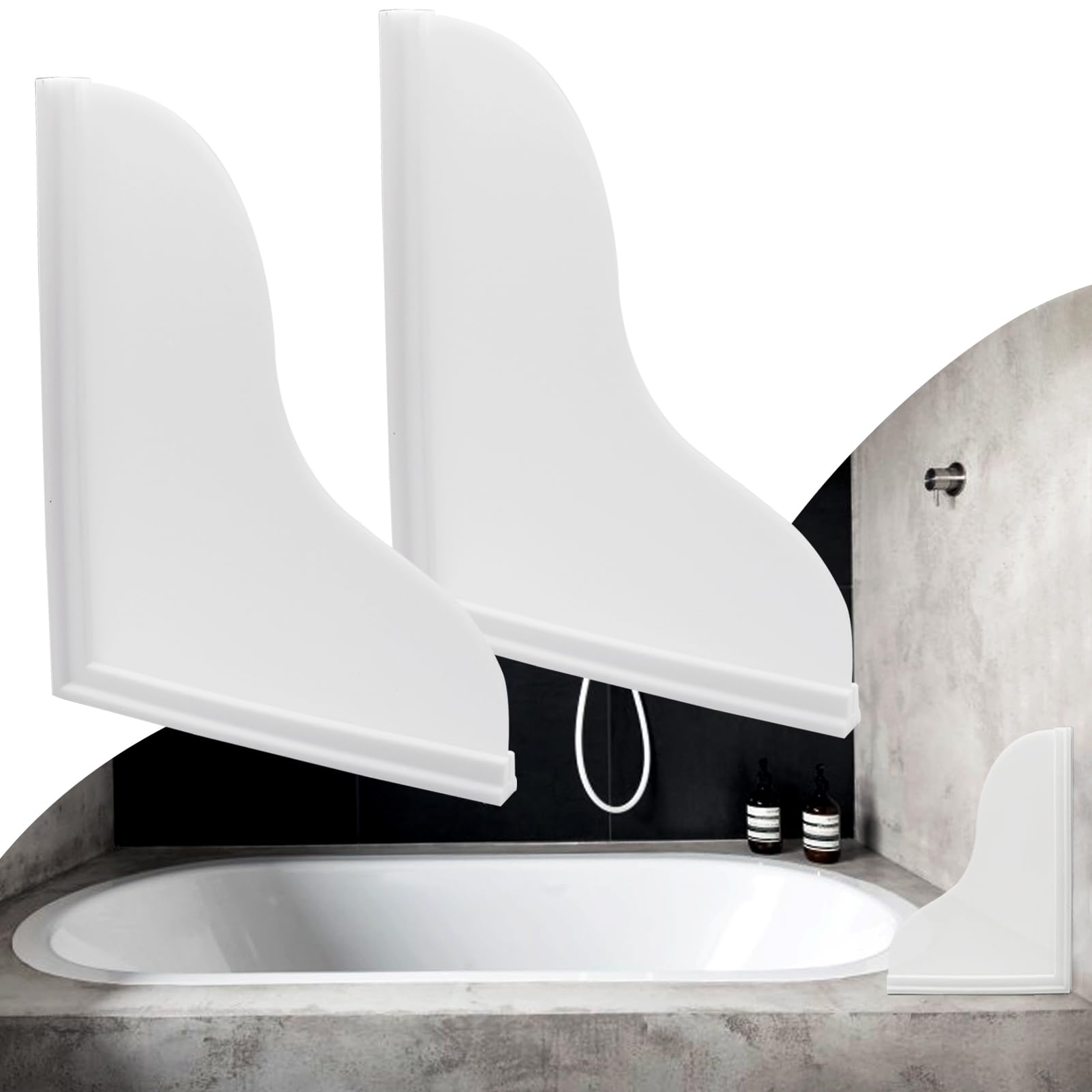 Photo 1 of Spidfee Shower Splash Guard Kit, Large Splash Guards for Bathtub Waterproof Self-Adhesive Shower Corner Guards to Keep Water in Shower or Bath, Pack of 2 (9.1 x 7.1 inches)