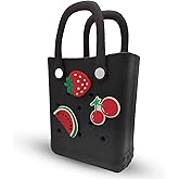 Small Rubber Beach Bag Waterproof Mini Eva Tote Pool Bag With Holes and Crossbody Strap For Women