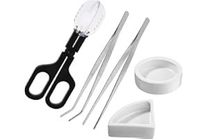 Yitaocity 5in1 Reptile Feeding Tongs Cricket Clamp Bug Scooper + 2X Tweezers +2X Reptile Water Food Dish Bowl for Hamsters, L