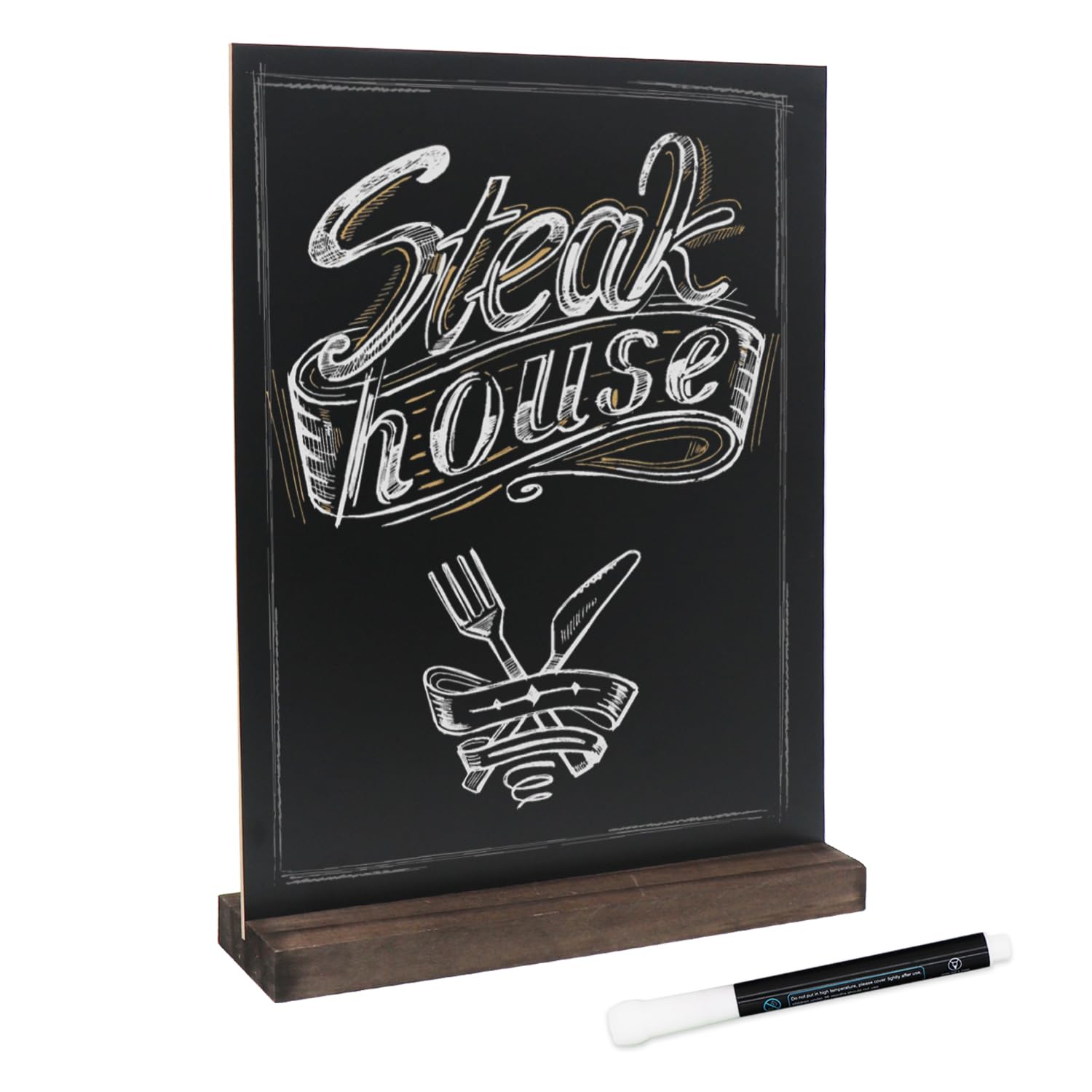 Tabletop Chalkboard Sign with Stand 1 Pack 8.5x11'' Menu Chalk Board Sign Vintage Message Boards for Wedding Bar and Restaurant