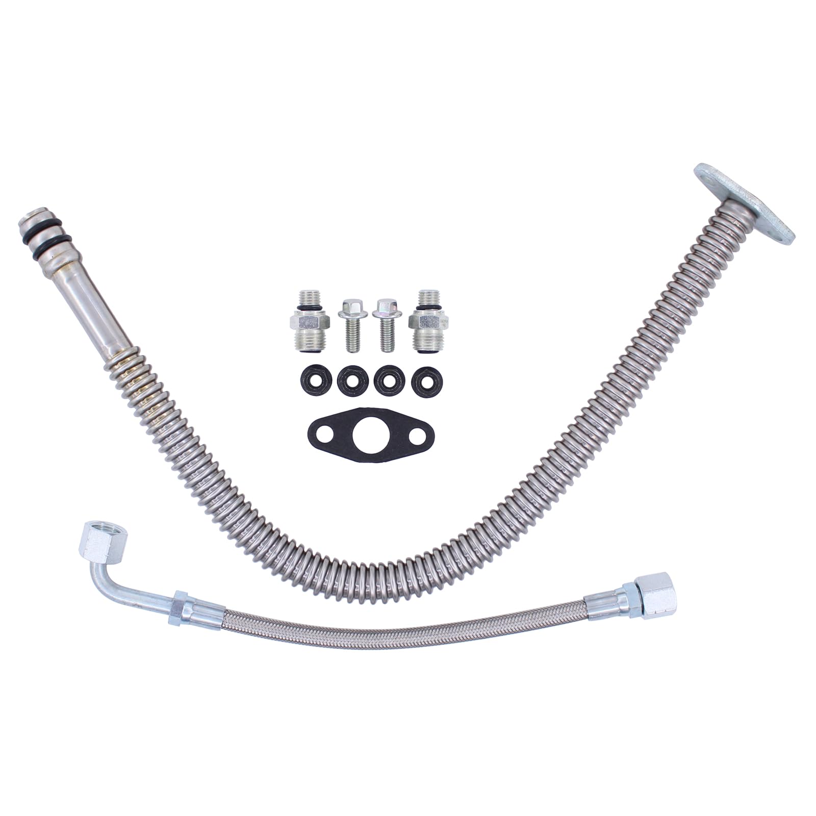 Photo 1 of MOTOKU Turbocharger Oil Return Drain Line Pipe and Oil Feed Line Tube for Ram 5500 3500 2500 2011-2018 4500 2011-2017 Dodge Ram 5500 4500 2008-2010 3500 2500 2004-2010 with Connectors Gasket