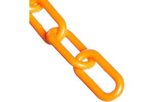 Mr. Chain Heavy Duty Plastic Barrier Chain, Safety Orange, 2-Inch Link Diameter, 25-Foot Length (51012-25)