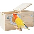 kathson Parakeet Nest Box Budgie Nesting House Cockatiel Breeding Parrots Mating Box Wood Bird House for Cage Lovebirds Conure Cockatoo Large to Medium Birds (L)
