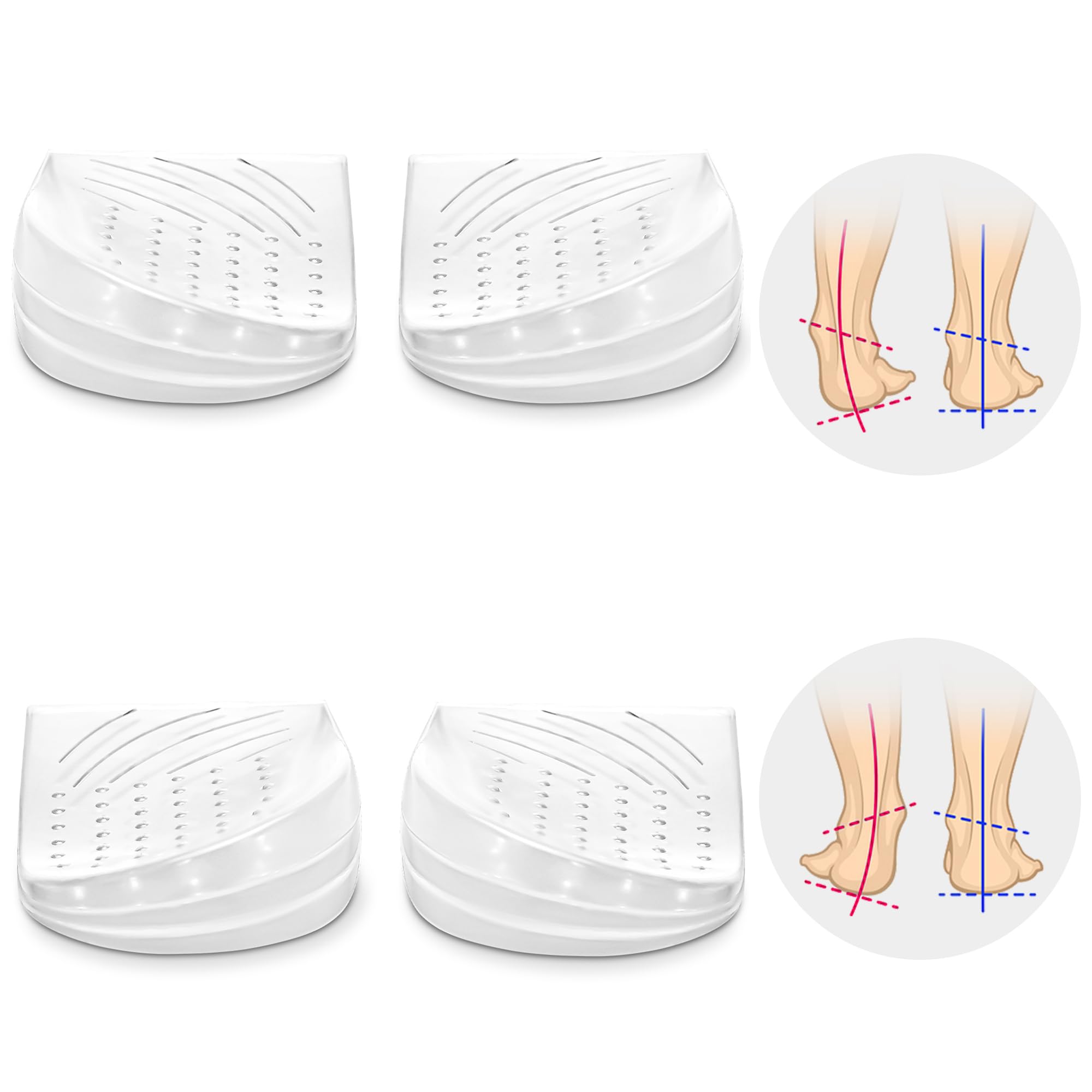 Photo 1 of 2 Pairs Wonderwin 3 Layers Adjustable Heel Wedge Inserts for Supination & Pronation Correction - Silicone Medial & Lateral Heel Insoles for Bow Legs, Knee Pain, Foot Alignment(Large)