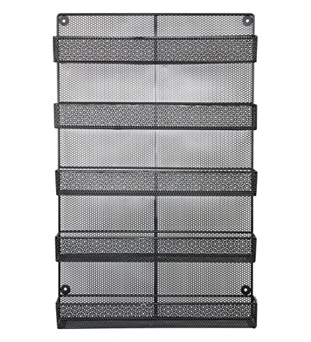 ESYLIFE 5 Tier Wall Mount Spice Rack Organizer Large Spice Storage Shelf - Made of Sturdy Punching Net, Black