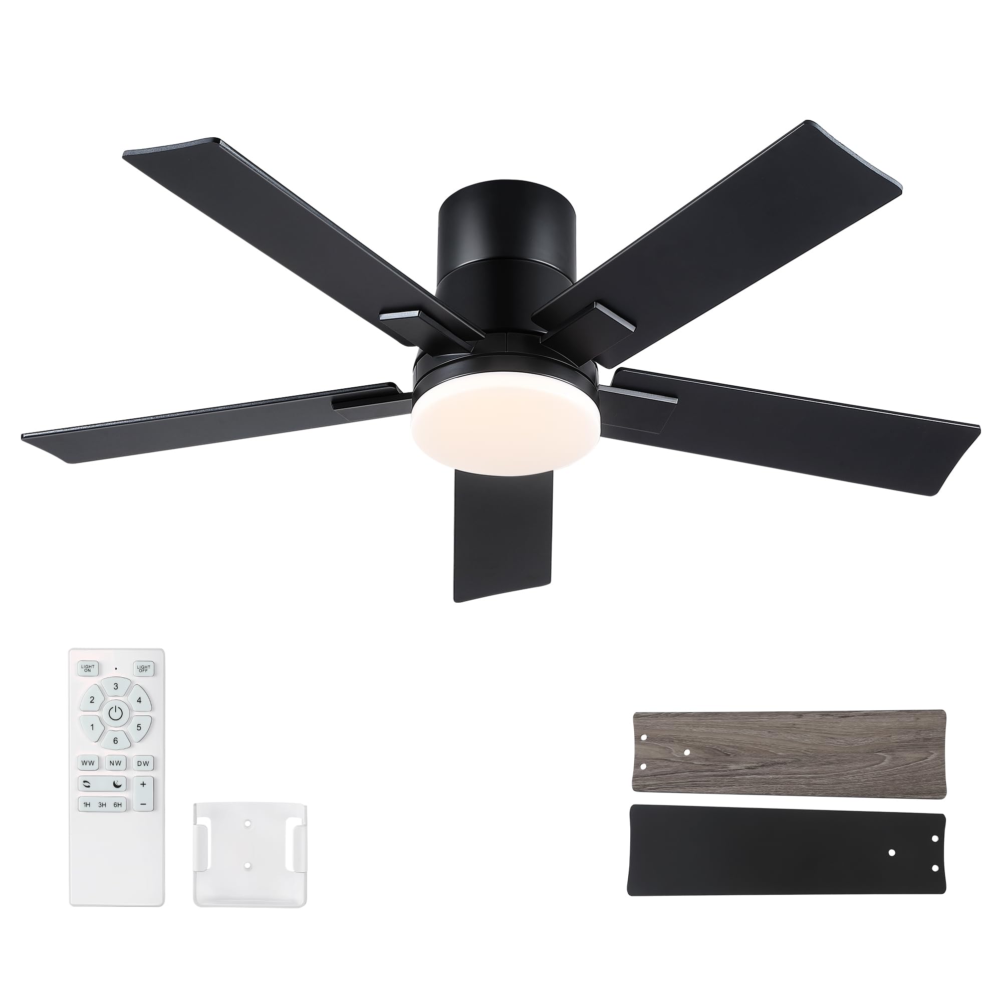 42 Inch Ceiling Fans with Lights and Remote,Flush