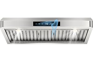 RAPSUAR 30 inch Range Hood Under Cabinet, 1200 CFM with 4-Speed Gesture Sensing & Touch Control, Stainless Steel Kitchen Stove Vent Hoods with 2 LED Lights, Time Setting, Dishwasher-Safe Baffle Filters, 18B