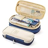 iSuperb Foldable Pencil Case Large Capacity Pencil Pouch Zipper Canvas Stationery Organizers Compartments Pen Bag Cosmetic Ma