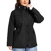 SaphiRose Women's Plus Size Rain Jacket Waterproof Rain Coat Lightweight Windbreaker Raincoats with Hood