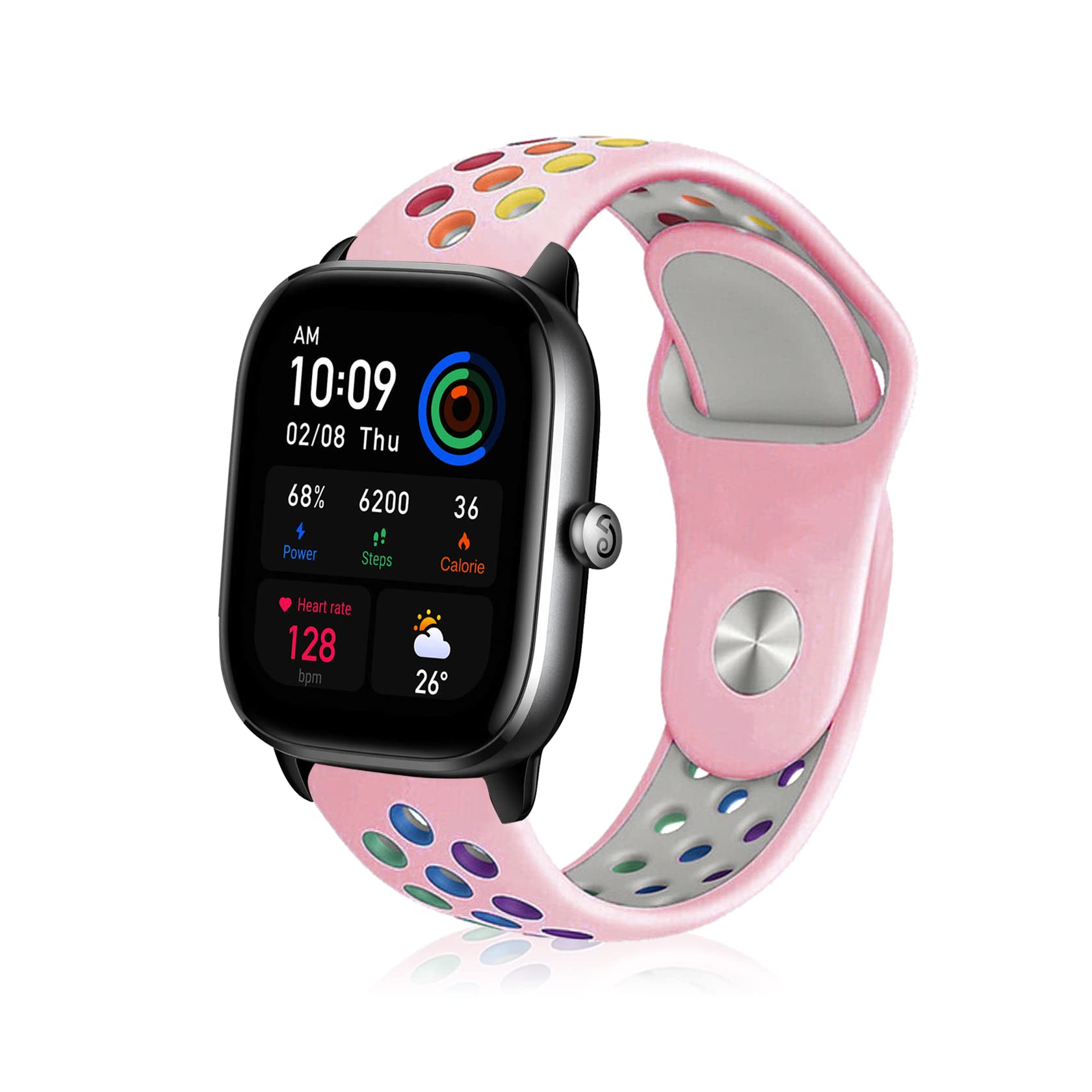 ToVioc 20mm Watch Strap for Amazfit Active 3 Premium/Active 2 Square/Active2/Bip 3/Bip 3 Pro, Sport Silicone Replacement Watch Strap for Amazfit GTS 4/GTS 4 Mini - Pink